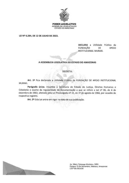 Primeira página: Declaração de Utilidade Pública