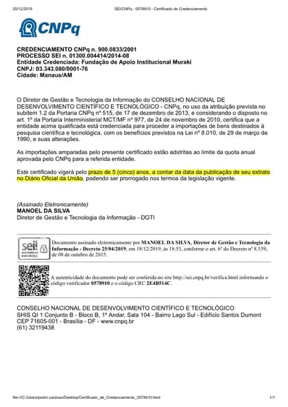 Primeira página: Credenciamento CNPq